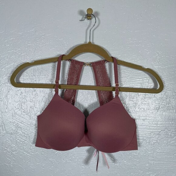 Victorias Secret Women 32D Mauve Pink Incredible Lightly Lined Demi Bra Lace - Picture 1 of 8